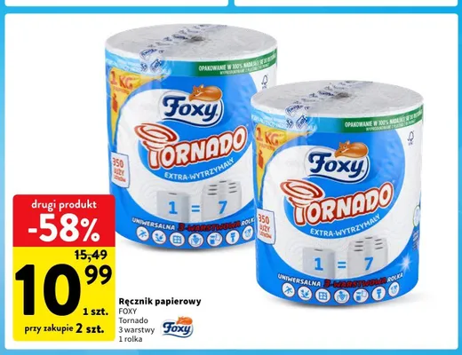 Ręcznik papierowy Foxy Tornado promocja w Intermarche