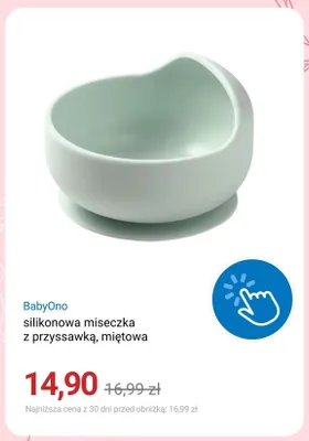 Silikonowa miseczka z przyssawką BabyOno miętowa promocja w Smyk