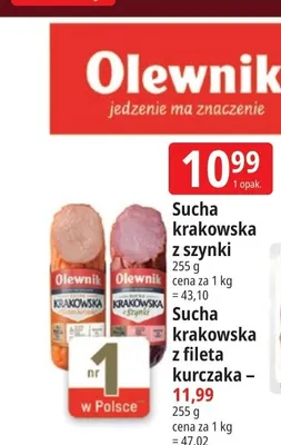 Sucha krakowska z szynki Olewnik promocja w Leclerc