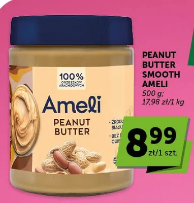 Masło orzechowe Peanut Butter Smooth Ameli promocja w Euro Sklep