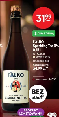 Wino Sparkling Tea 0% półwytrawne bezalkoholowe promocja w Żabka