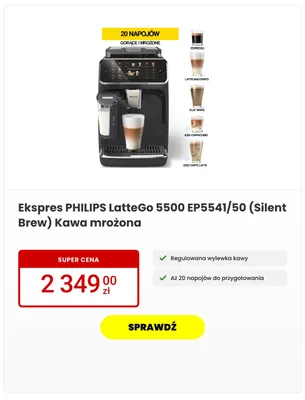 Ekspres PHILIPS LatteGo 5500 EP5541/50 (Silent Brew) Kawa mrożona promocja w Media Expert