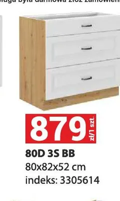 Szafka kuchenna 80D 3S Bb 80x82x52 cm promocja w Merkury Market