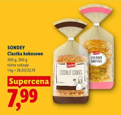 Ciastka kokosowe SONDEY Coconut Wreaths promocja w Lidl