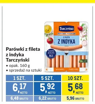 Parówki z fileta z indyka Tarczyński promocja w Makro