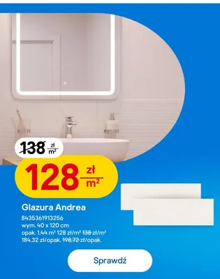 Glazura Andrea 40x120 cm promocja w Castorama