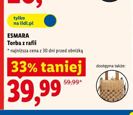 Torba z rafii Esmara promocja w Lidl