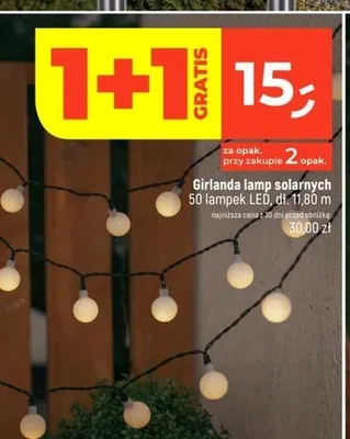 Girlanda lamp solarnych 50 lampek LED dł. 11,80 m promocja w Dealz