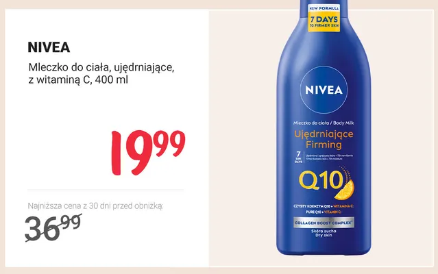 Mleczko do ciała ujędrniające z witaminą C Nivea promocja w Rossmann