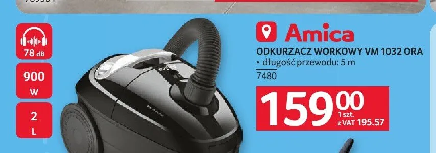 Odkurzacz workowy Amica VM 1032 ORA promocja w Selgros
