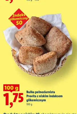 Bułka pełnoziarnista Provita z niskim indeksem glikemicznym promocja w Lidl