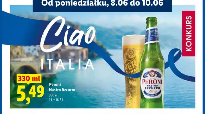Piwo Peroni Nastro Azzurro promocja w Lidl