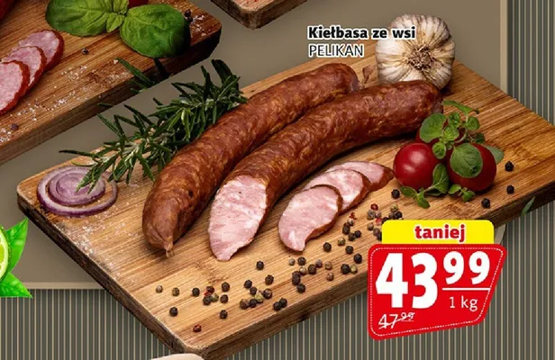 Kiełbasa ze wsi Pelikan promocja w Prim Market