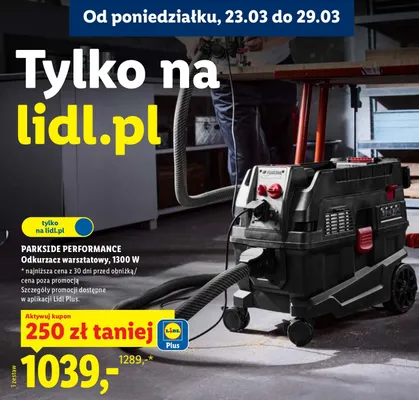Odkurzacz warsztatowy, 1300 W Parkside Performance promocja w Lidl