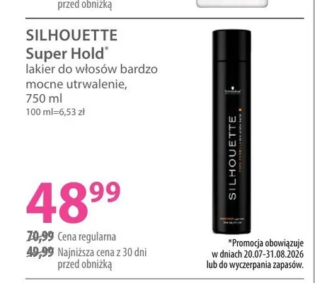 Lakier do włosów Silhouette Super Hold promocja w Hebe