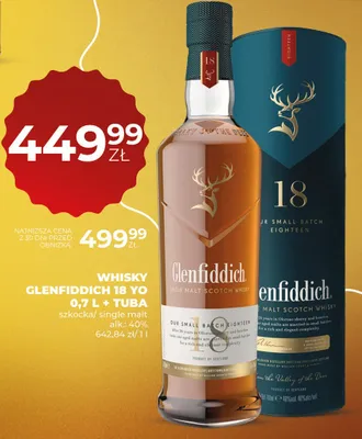 Whisky Glenfiddich 18 YO szkocka/single malt promocja w Duży Ben