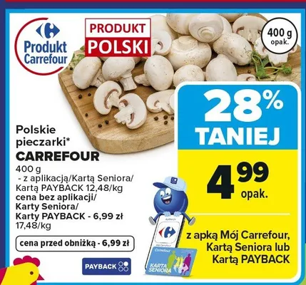 Pieczarki polskie promocja w Carrefour Market