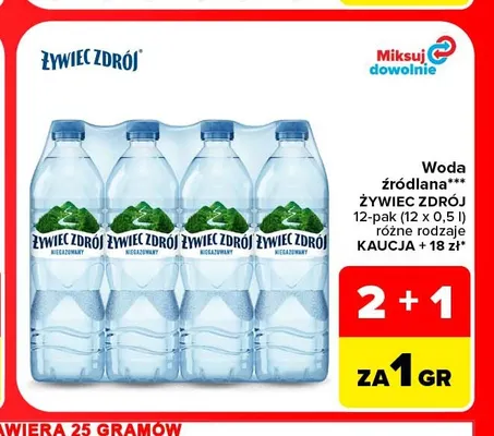 Woda źródlana Żywiec Zdrój 12-pak 0,5 l promocja w Carrefour