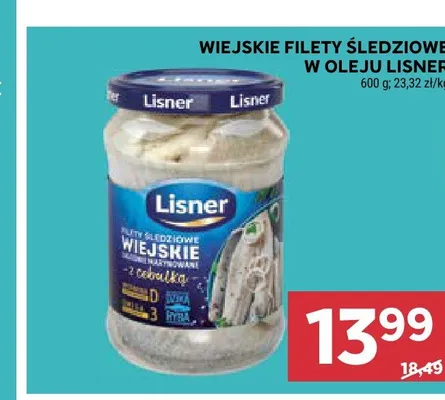 Wiejskie filety śledziowe w oleju Lisner promocja w Stokrotka