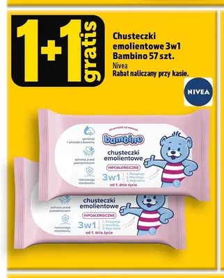 Chusteczki emolientowe 3w1 Bambino promocja w TOPAZ