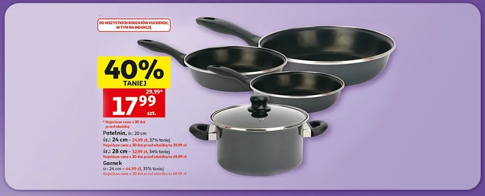 Patelnia na indukcję śr. 28cm promocja w Auchan
