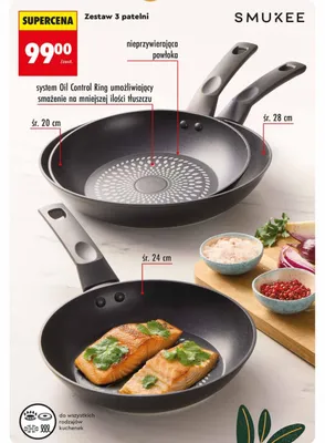 Zestaw 3 patelni 20, 24 i 28 cm promocja w Biedronka
