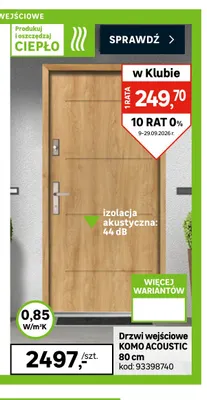 Drzwi wejściowe Komo Acoustic 80 cm promocja w Leroy Merlin
