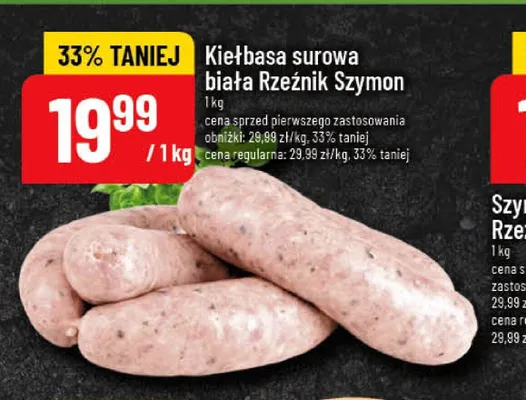 Kiełbasa surowa biała Rzeźnik Szymon promocja w POLOmarket