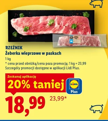 Żeberka wieprzowe w paskach promocja w Lidl