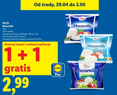 Mozzarella Pilos promocja w Lidl