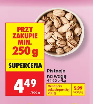 Pistacje na wagę promocja w Biedronka
