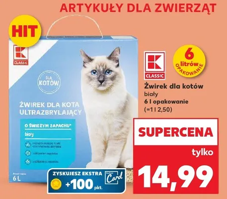 Żwirek dla kotów biały promocja w Kaufland