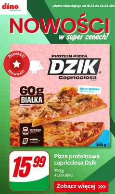 Pizza proteinowa capricciosa promocja w Dino