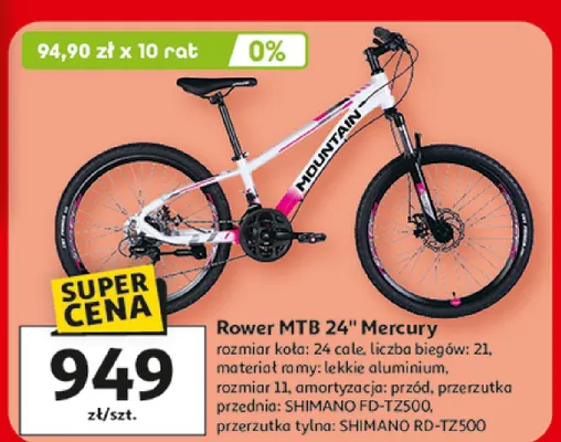 Rower MTB 24" Mercury promocja w Auchan