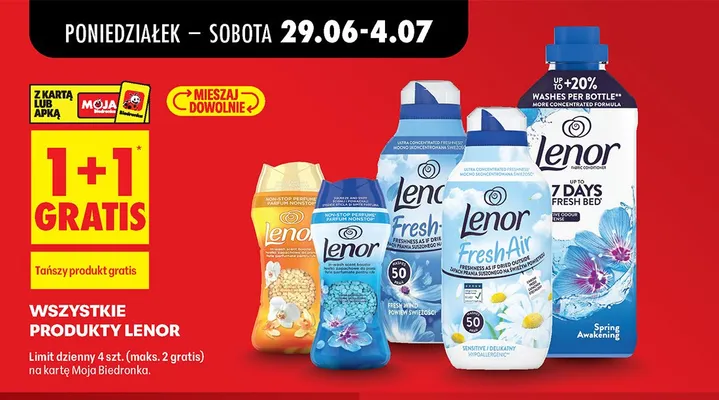 Płyn do płukania tkanin Lenor Fresh Air Sensitive promocja w Biedronka