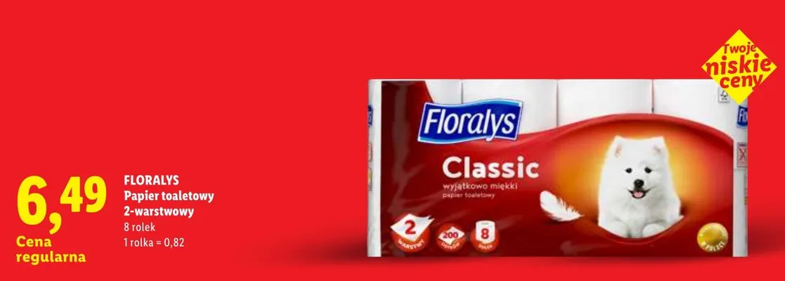 Papier toaletowy 2-warstwowy Floralys Classic promocja w Lidl