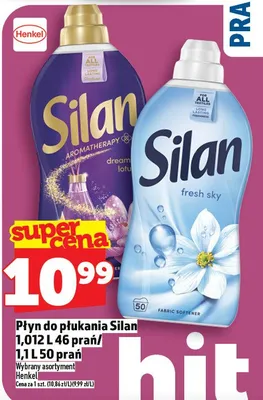 Płyn do płukania Silan 1,012 L 46 prań / 1,1 L 50 prań promocja w TOPAZ