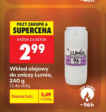 Wkład olejowy do zniczy Lumía promocja w Biedronka