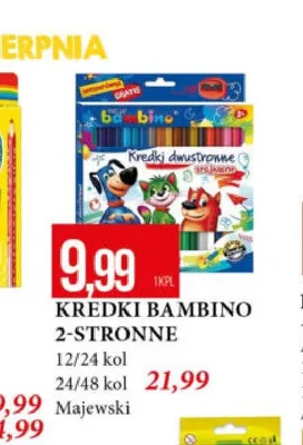 Kredki Bambino dwustronne 12/24 kolory promocja w Leclerc