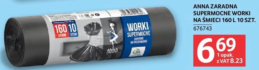 Anna Zaradna supermocne worki na śmieci 160l 10szt. promocja w Selgros