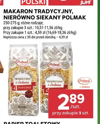 Makaron tradycyjny, nierówno siekany Polmak promocja w Stokrotka