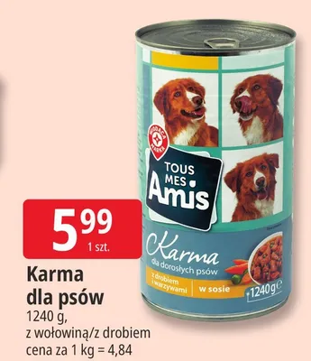 Karma dla psów z wołowiną w sosie Tous Mes Amis promocja w Leclerc
