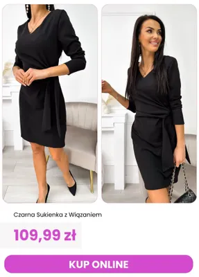 Czarna sukienka z wiązaniem promocja w Modna Kiecka
