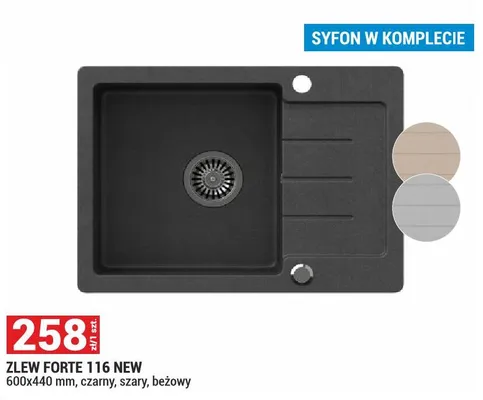 Zlew Forte 116 New promocja w Merkury Market