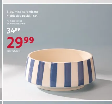 Misa ceramiczna Eloy niebieskie paski promocja w Rossmann