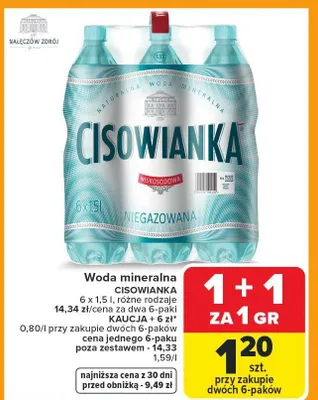 Woda mineralna gazowana Polaris promocja w Carrefour
