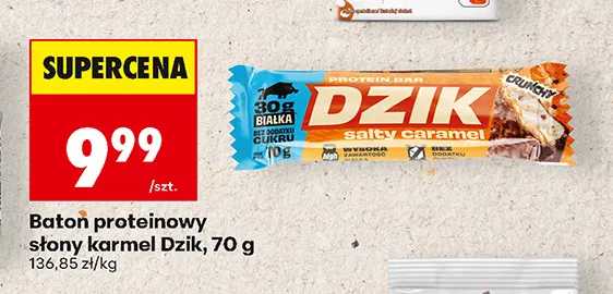 Baton proteinowy słony karmel Dzik promocja w Biedronka