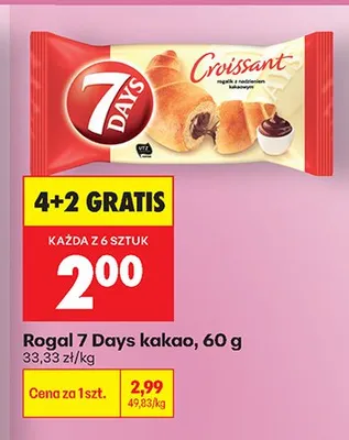 Croissant kakao 4+2 GRATIS promocja w Biedronka