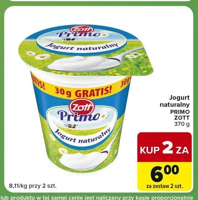 Jogurt naturalny Primo Zott promocja w Carrefour Express