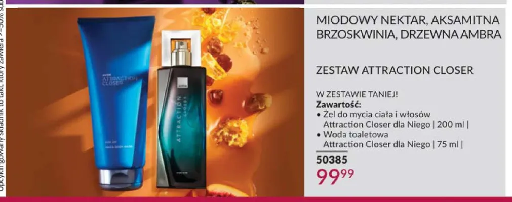 Zestaw Avon Attraction Closer dla Niego żel do mycia ciała i włosów 200ml i woda toaletowa 75ml promocja w AVON